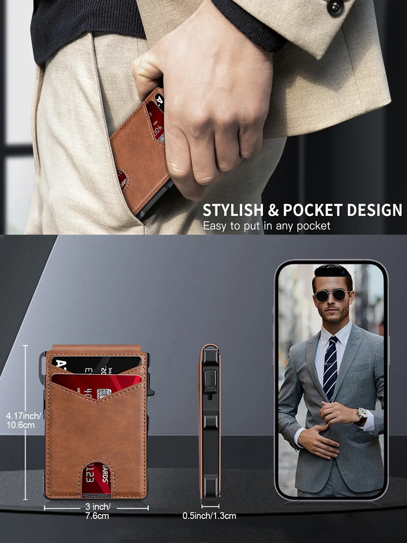 Minimalist RFID Blocking Wallet for Men Slim • Secure • Quick Access Everyday Carry