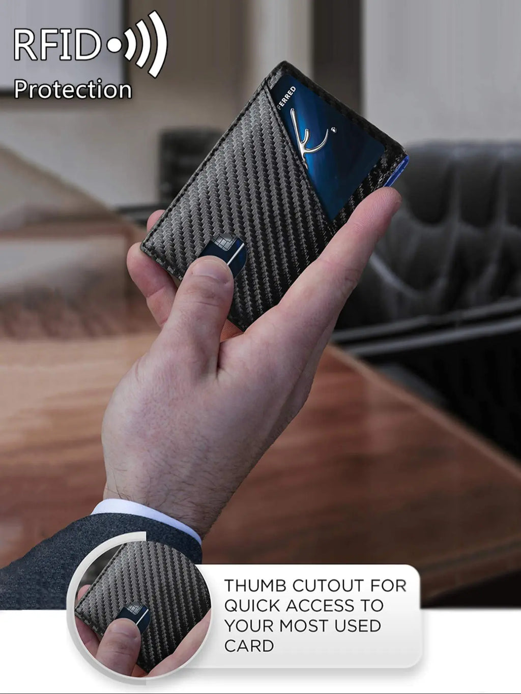 Minimalist Carbon Fiber RFID Wallet for Men Slim • Secure • Modern Everyday Carry